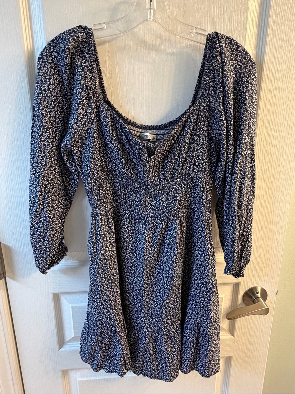 Hollister Navy Floral Smocked Mini Dress
